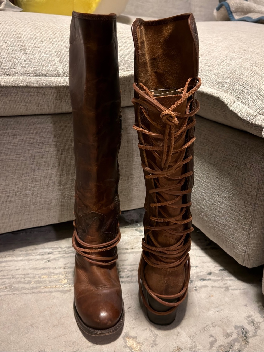 Freebird by Steven Brown Lace-Up Knee-High Leather Boots